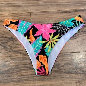 Women's Tropical Floral Colorful Botanical Cheeky Swimsuit Bikini Bottoms S